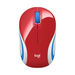 Mouse wireless Logitech M187 , 1000 DPI , 3 Butoane , Rosu cu alb